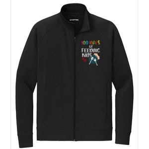 100 Days Of Feeding Lunch Lady School Stretch Full-Zip Cadet Jacket