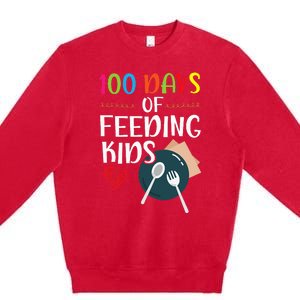 100 Days Of Feeding Lunch Lady School Premium Crewneck Sweatshirt