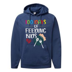 100 Days Of Feeding Lunch Lady School Performance Fleece Hoodie