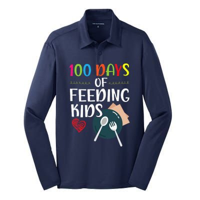 100 Days Of Feeding Lunch Lady School Silk Touch Performance Long Sleeve Polo