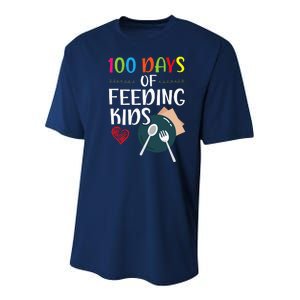 100 Days Of Feeding Lunch Lady School Youth Performance Sprint T-Shirt