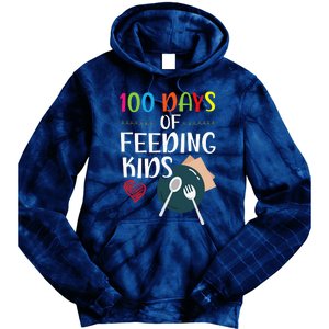 100 Days Of Feeding Lunch Lady School Tie Dye Hoodie