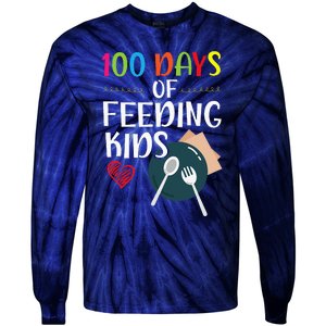 100 Days Of Feeding Lunch Lady School Tie-Dye Long Sleeve Shirt