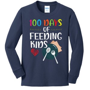 100 Days Of Feeding Lunch Lady School Kids Long Sleeve Shirt