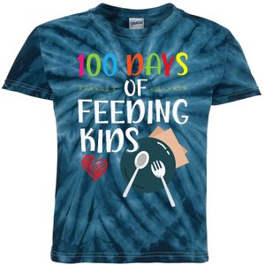 100 Days Of Feeding Lunch Lady School Kids Tie-Dye T-Shirt