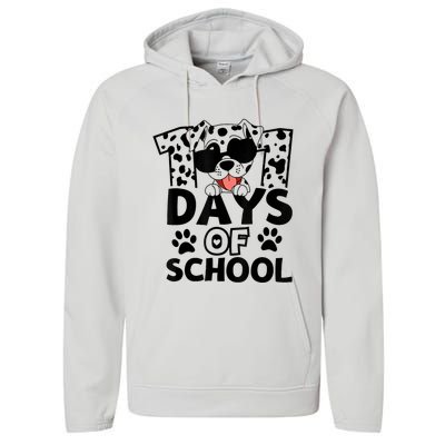 100 Days Of School Dalmatian Dog 100th Day Of School Performance Fleece Hoodie