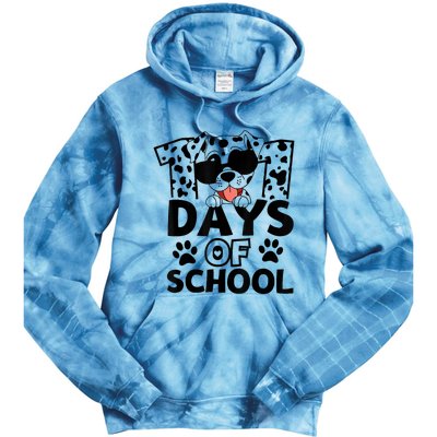 100 Days Of School Dalmatian Dog 100th Day Of School Tie Dye Hoodie