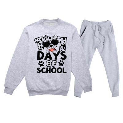 100 Days Of School Dalmatian Dog 100th Day Of School Premium Crewneck Sweatsuit Set