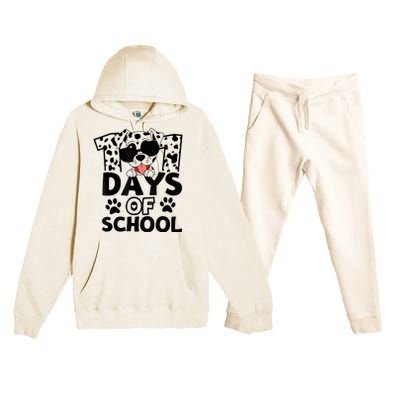 100 Days Of School Dalmatian Dog 100th Day Of School Premium Hooded Sweatsuit Set