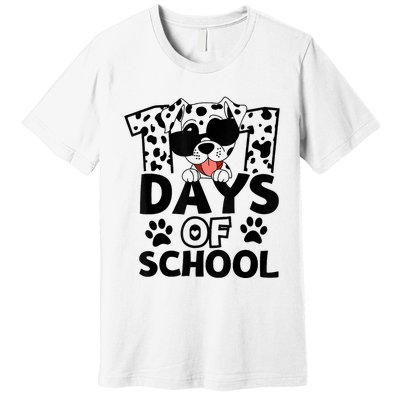 100 Days Of School Dalmatian Dog 100th Day Of School Premium T-Shirt