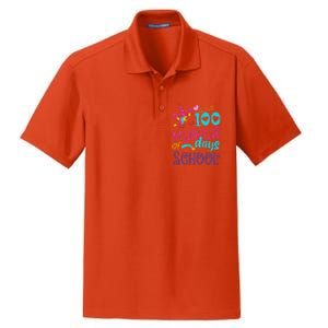 100th Day Of School Unicorn 100 Magical Days Teacher Dry Zone Grid Polo