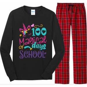 100th Day Of School Unicorn 100 Magical Days Teacher Long Sleeve Pajama Set