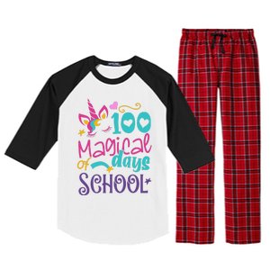 100th Day Of School Unicorn 100 Magical Days Teacher Raglan Sleeve Pajama Set