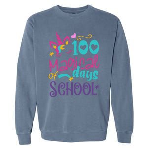 100th Day Of School Unicorn 100 Magical Days Teacher Garment-Dyed Sweatshirt