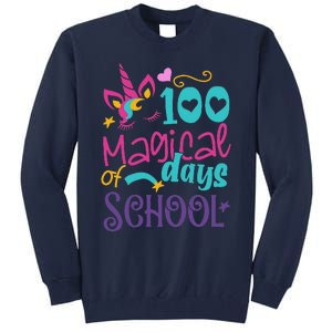 100th Day Of School Unicorn 100 Magical Days Teacher Tall Sweatshirt