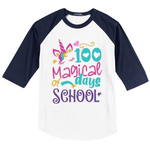 100th Day Of School Unicorn 100 Magical Days Teacher Baseball Sleeve Shirt