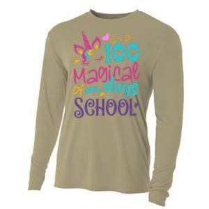 100th Day Of School Unicorn 100 Magical Days Teacher Cooling Performance Long Sleeve Crew