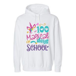 100th Day Of School Unicorn 100 Magical Days Teacher Garment-Dyed Fleece Hoodie