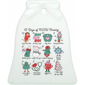 12 Days Of Nicu Nursing Christmas Neonatal Intensive Care Ceramic Bell Ornament