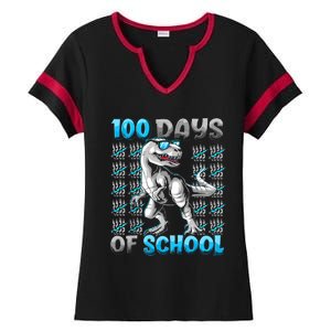 100 Days Of School Trex 100 Days Smarter 100th Day Of School Ladies Halftime Notch Neck Tee