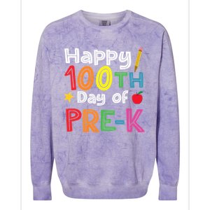 100 Days Of Pre K Teacher And Student Teacher Boy Girl Colorblast Crewneck Sweatshirt