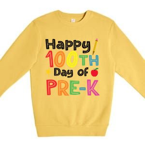 100 Days Of Pre K Teacher And Student Teacher Boy Girl Premium Crewneck Sweatshirt