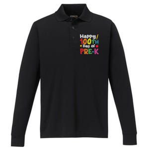 100 Days Of Pre K Teacher And Student Teacher Boy Girl Performance Long Sleeve Polo