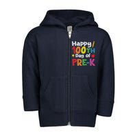 100 Days Of Pre K Teacher And Student Teacher Boy Girl Toddler Zip Fleece Hoodie