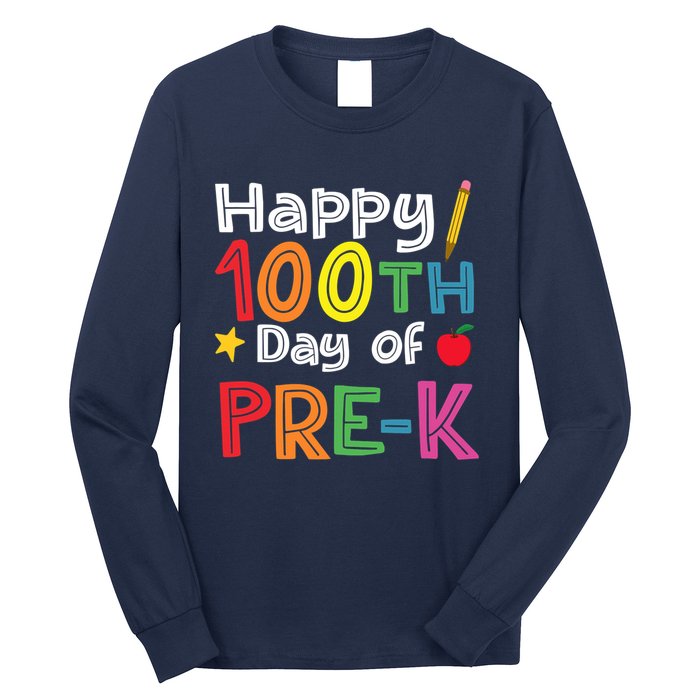 100 Days Of Pre K Teacher And Student Teacher Boy Girl Long Sleeve Shirt