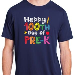 100 Days Of Pre K Teacher And Student Teacher Boy Girl Adult ChromaSoft Performance T-Shirt