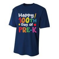 100 Days Of Pre K Teacher And Student Teacher Boy Girl Performance Sprint T-Shirt