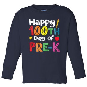 100 Days Of Pre K Teacher And Student Teacher Boy Girl Toddler Long Sleeve Shirt