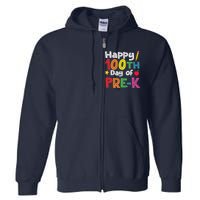 100 Days Of Pre K Teacher And Student Teacher Boy Girl Full Zip Hoodie