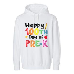 100 Days Of Pre K Teacher And Student Teacher Boy Girl Garment-Dyed Fleece Hoodie