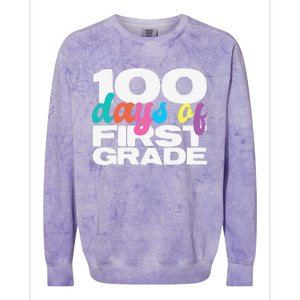 100 Days Of First Grade 100 Days Of School Gift Colorblast Crewneck Sweatshirt