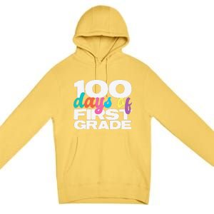 100 Days Of First Grade 100 Days Of School Gift Premium Pullover Hoodie