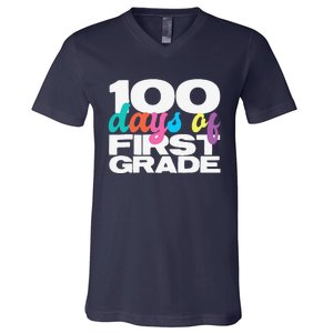 100 Days Of First Grade 100 Days Of School Gift V-Neck T-Shirt