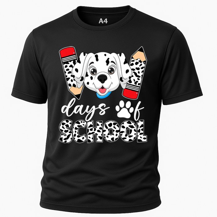 100 Days Of School Dalmatian Dog Cooling Performance Crew T-Shirt