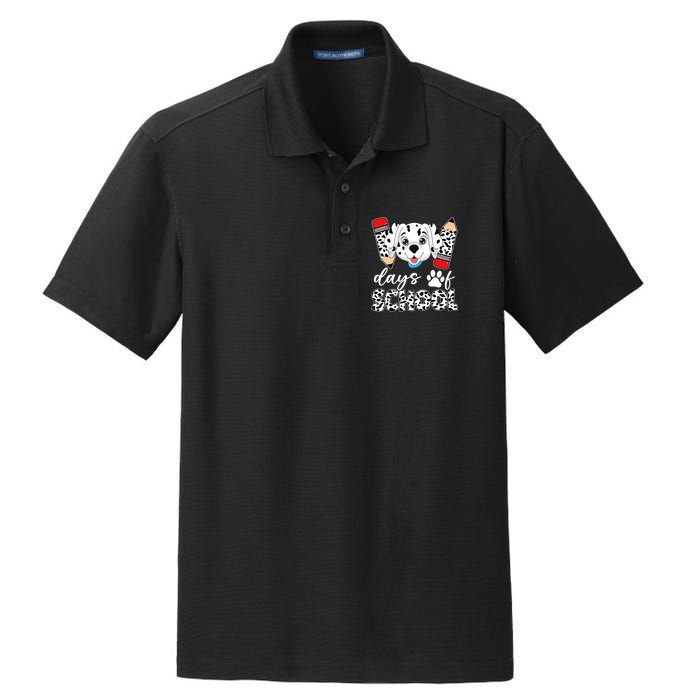 100 Days Of School Dalmatian Dog Dry Zone Grid Polo