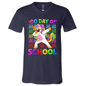 100th Day Of School Unicorn Costume 100 Magical Days V-Neck T-Shirt