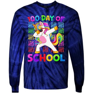 100th Day Of School Unicorn Costume 100 Magical Days Tie-Dye Long Sleeve Shirt