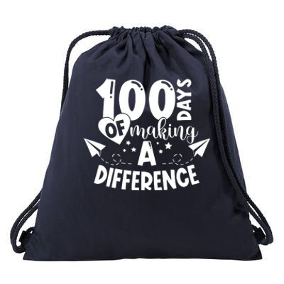 100 Days Of Making A Difference Drawstring Bag