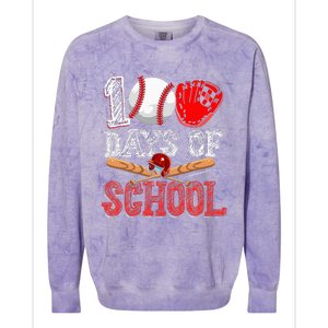 100 Days Of School Baseball 100th Day Colorblast Crewneck Sweatshirt