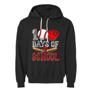 100 Days Of School Baseball 100th Day Garment-Dyed Fleece Hoodie