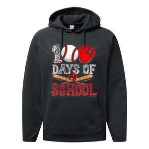 100 Days Of School Baseball 100th Day Performance Fleece Hoodie