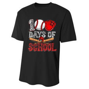 100 Days Of School Baseball 100th Day Performance Sprint T-Shirt