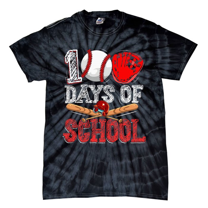 100 Days Of School Baseball 100th Day Tie-Dye T-Shirt