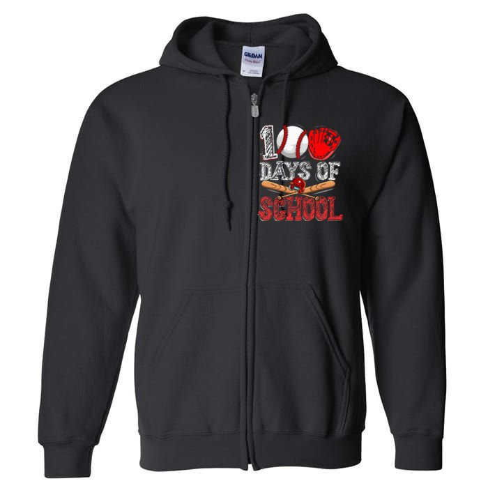 100 Days Of School Baseball 100th Day Full Zip Hoodie