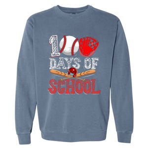 100 Days Of School Baseball 100th Day Garment-Dyed Sweatshirt