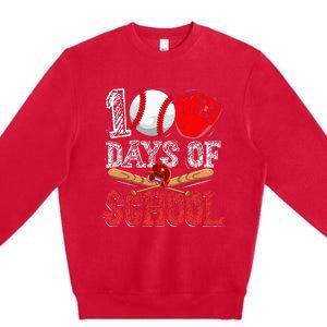 100 Days Of School Baseball 100th Day Premium Crewneck Sweatshirt